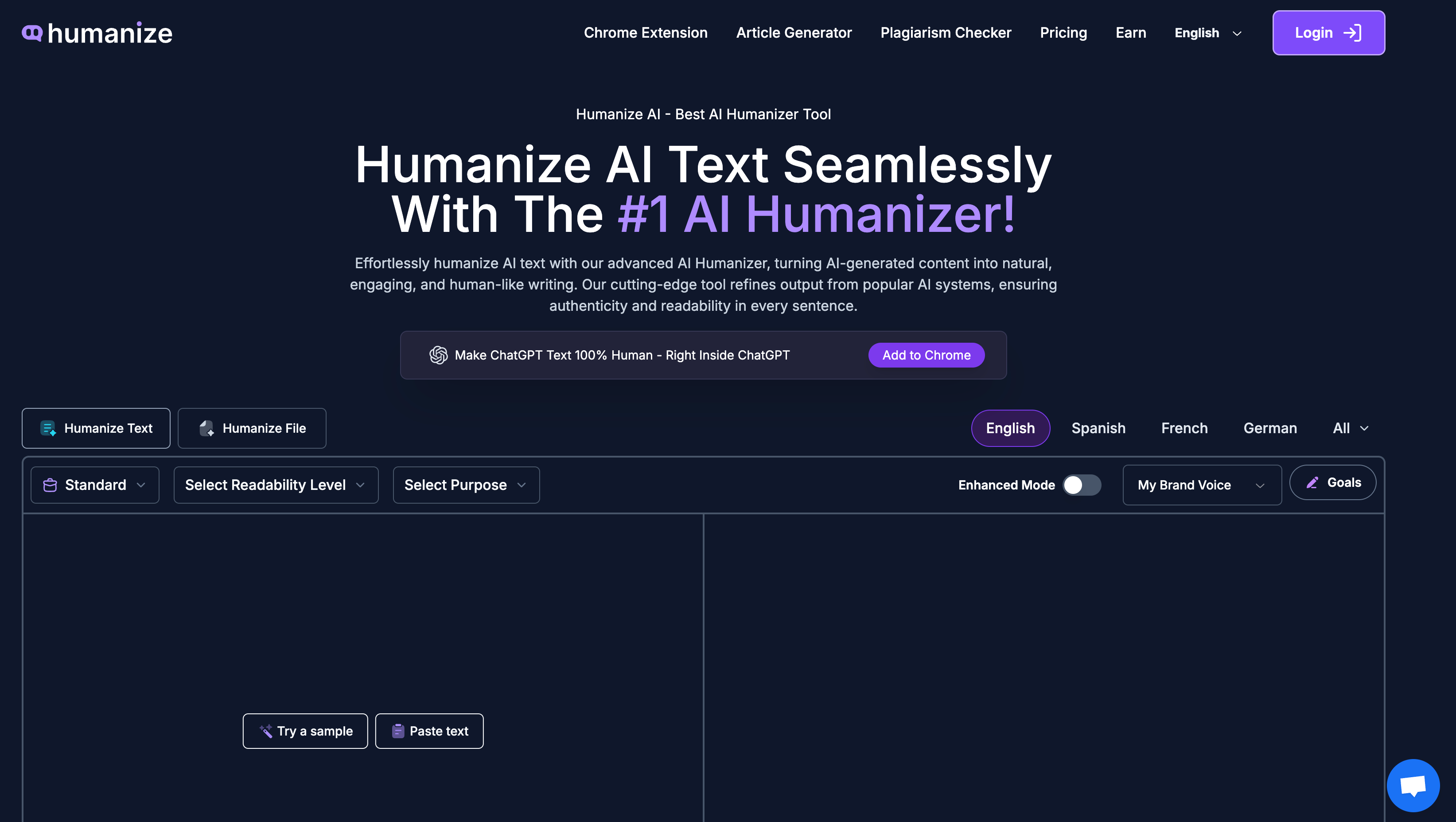 humanizeaitext.ai AI text generator